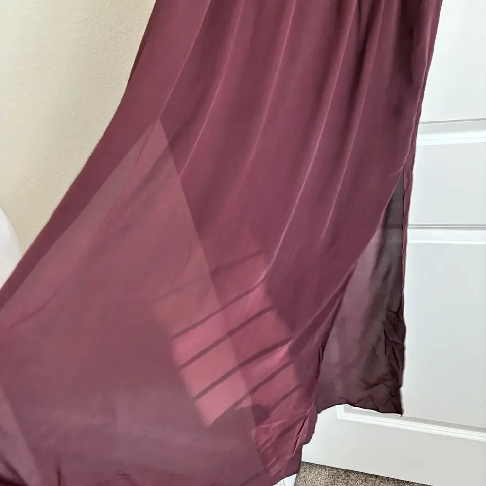 & Other Stories 100% Silk Burgandy Maxi Dress Sz 8 Wedding Guest Formal